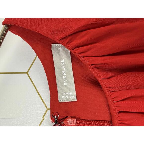 Everlane The City Stripe Ruched Dress in Haute Red - Size - 10 - Picture 6 of 7